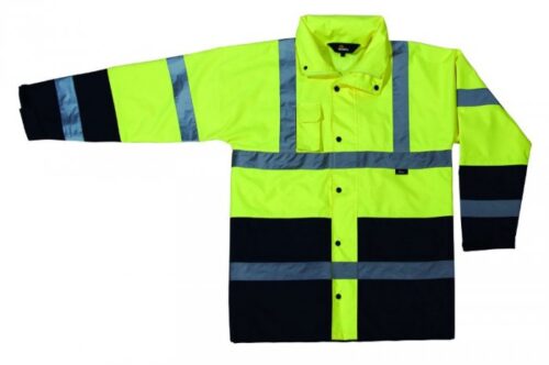 KURTKA OSTRZEGAWCZA PRZECIWDESZCZOWA ŻÓŁTO-GRANATOWA XXL