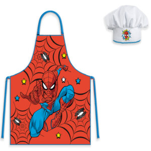 fartuszek-dzieciecy-z-czapka-spiderman-001 Fartuszek dziecięcy z czapką Spiderman czerwony