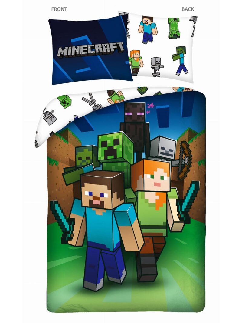 Pościel bawełna 160x200+1p70x80 Minecraft Night