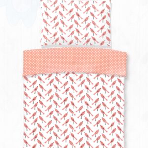 Pościel bawełna druk / BIRDY CORAL / 90x120 +1x 40x60