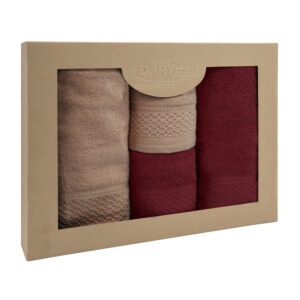 recznik-d-bawelna-100-solano-bez-bordo-p-2x50 Ręcznik D Bawełna 100% Solano Beż + Bordo (P) 2x50x90+2x70x140 kpl.