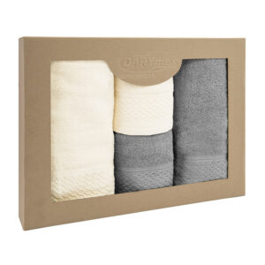 recznik-d-bawelna-100-solano-ecru-jasny-popiel Ręcznik D Bawełna 100% Solano Ecru + Jasny Popiel (P) 2x50x90+2x70x140 kpl.